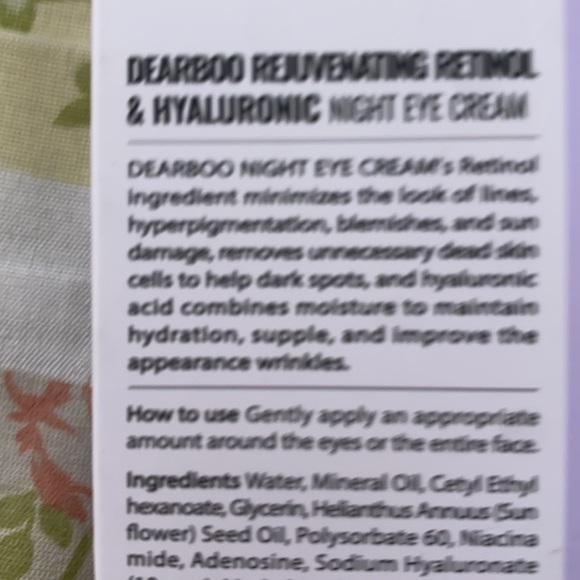 Dearboo Rejuvenating retinol & hyaluronic night Eye cream - Picture 2 of 6